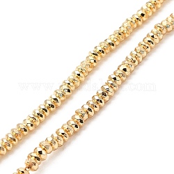 Perline di ematite non magnetici fili sintetici, rondelle, sfaccettato, placcato oro chiaro, 4x2mm, Foro: 0.9 mm, circa 149pcs/filo, 15.75'' (40 cm)