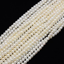 Natural Cultured Freshwater Pearl Beads Strands, Potato, Creamy White, 4~5mm, Hole: 0.8mm, about 90pcs/strand, 14.96 inch~15.74 inch
