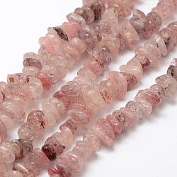 Chapelets de perles aux fraises en quartz naturel, pépites, 8~20x4~5mm, Trou: 1mm, 15.3 pouce (39 cm)