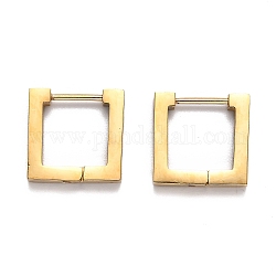 304 квадратные серьги-кольца из нержавеющей стали, золотые, 14x14.5x3 мм, штифты : 1 мм