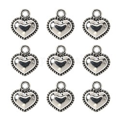 Tibetan Style Alloy Charms, Heart, Cadmium Free & Lead Free, Antique Silver, 13x11.5x5mm, Hole: 2mm