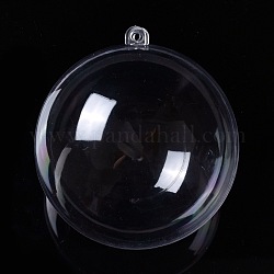 開閉可能な透明なプラスチックペンダント  充填可能なプラスチック安物の宝石クリスマス飾り  ラウンド  透明  11x9.9cm  穴：4mm  インナーサイズ：9.8センチメートル