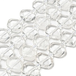 Chapelets de perles en cristal de quartz naturel, perles de cristal de roche avec perles de rocaille, hexagone facettes, 12.5~13x15.5~16x6~6.5mm, Trou: 1.2mm, Environ 24 pcs/chapelet, 15.20 pouce (38.6 cm)