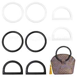 Chgcraft 8pcs 4 poignées de sac à main en plastique de style, pour sac poignées accessoires de rechange, anneau rond et forme d, couleur mixte, 12~12.2x8.5~12x0.8~1 cm, Diamètre intérieur: 9.5~10.2x6.1~10.2 cm, 2 pièces / style