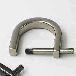 Legierung D-Ring Schäkel Verschlüsse, Platin Farbe, 19x21 mm, Innendurchmesser: 13 mm