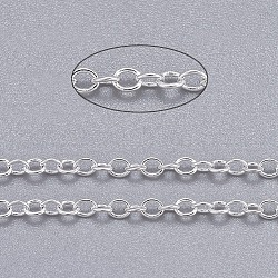 Brass Cable Chains, Soldered, Long-Lasting Plated, Cadmium Free & Nickel Free & Lead Free, Silver Color Plated, 2x1.5x0.35mm