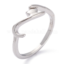 Латунь манжеты кольца, открытые кольца, форма кошки, платина, размер США 6, внутренний диаметр: 16.6 мм