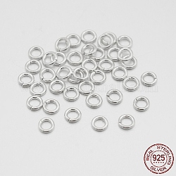925 annello aperto in argento sterling placcato rodio, anelli rotondi, platino, 4x0.7mm, Foro: 2.5 mm, circa 350pcs/20g