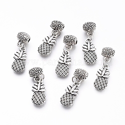Tibetan Style Alloy Pendants, with Bail Beads, Pineapple, Antique Silver, 30.5mm, Hole: 2.5mm, Pineapple: 19.5x9x2.5mm.