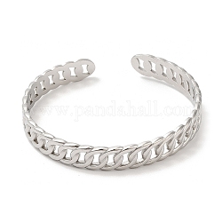 Bracelets en 304 acier inoxydable, bracelets manchette à chaîne gourmette, bijoux pour femmes, couleur inoxydable, diamètre intérieur: 2 pouce (5.2 cm)