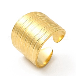 Placage ionique (ip) 304 anneau de manchette large ouvert texturé en acier inoxydable pour femme, véritable 18k plaqué or, nous taille 7 1/4 (17.5mm)
