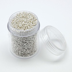 12/0 Electroplate Glass Seed Beads, Iris Round, Dyed, Silver, 1.5~2.0mm, Hole: 0.6mm, about 3380pcs/box