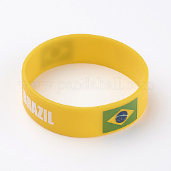 Bracelets en silicone, Bracelets de cordon, Brésil, jaune, 202x19x2mm