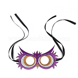 DIY Masquerade Mask Diamond Painting Kits, including Plastic Mask, Resin Rhinestones and Polyester Cord, Tools, Owl Pattern, 130x240mm
