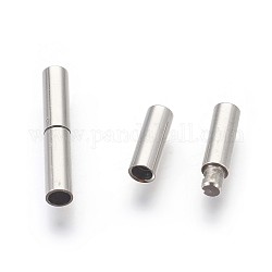 304 Stainless Steel Bayonet Clasps, Column, Stainless Steel Color, 18~20x2.4mm, Hole: 1.8mm