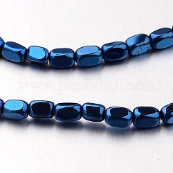 Chapelets de perles en hématite synthétique sans magnétique, cuboïde, bleu plaqué, 4x3x3mm, Trou: 1mm, Environ 90 pcs/chapelet, 15.7 pouce