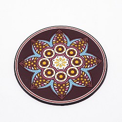 Silicone Hot Pads Holders, for Cooking and Baking Mat, Round & Flower Pettern, Coconut Brown, 128x3mm