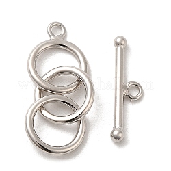 Rhodinierter 925-Ring-Knebelverschluss aus 3 Sterlingsilber, Echt platiniert, Bar: 5x20x2.5 mm, Bohrung: 1.8 mm, Ring: 28x11x1.5 mm, Bohrung: 1.5 mm