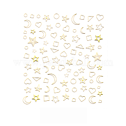 3d наклейки для ногтей с золотым тиснением, металлическая луна звезда сердце геометрия самоклеящиеся 3d принадлежности для дизайна ногтей, для женщин и девочек diy дизайн ногтей, звездное небо образец, 90x77 мм