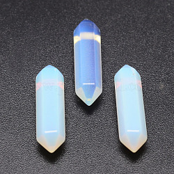 Faceted Opalite Beads, Double Terminated Point, for Wire Wrapped Pendants Making, No Hole/Undrilled, 35x9x9mm