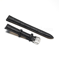 Cinturini per orologi in pelle, con 304 ganci in acciaio inox, nero, 82~115x14x4~4.5mm