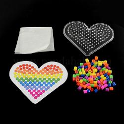 Herz DIY melty Perlen Bügelperlen-Sets: Bügelperlen, abc pegboards, Karton-Vorlagen, und Bügelpapier, Mischfarbe, 75x90 mm