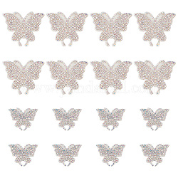 Craspire 16 Stück 2-Stil-Schmetterlings-Harz-Strass-Aufkleber, selbstklebende Applikationen, Kostüm-Zubehör, für Kleidung, Taschenhose, Schuhe, Auto, klar ab, 40~62x50~72x1.5 mm, 8pcs / style
