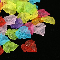 Mixed Frosted Transparent Maple Leaf Acrylic Pendants, 24x22.5x3mm, Hole: 1mm