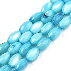 Shell perle d'acqua dolce fili, tinto, ovale, cielo blu profondo, 4~5x2.5~4mm, Foro: 0.6 mm, circa 77~79pcs/filo, 14.57 pollice ~ 15.16 pollici (37 cm ~ 38.5 cm)