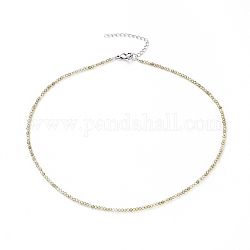 Perlenketten aus Zirkonia, mit 304 Karabinerverschluss aus Edelstahl und 316 chirurgischen Kettenverlängerern aus Edelstahl, olivgrün, 15.75 Zoll (40 cm)