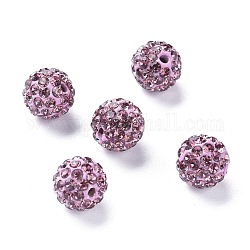 Pave bolas de discoteca, Abalorios de Diamante de imitación de arcilla polímero, Grado A, redondo, amatista luz, pp14 (2~2.1 mm), 10mm, agujero: 1.0~1.2 mm