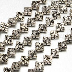 Stile tibetano fili di perline in lega di rombo,  piombo & cadmio & nichel libero, argento antico, 7x4mm, Foro: 1 mm, circa 23pcs/filo, 8 pollice