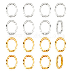 PandaHall Elite 16Pcs 2 Colors Rack Plating Brass Shortener Clasps, Twister Clasps, Long-Lasting Plated, Oval Ring, Golden & Silver, 27x20x4mm, 8pcs/color