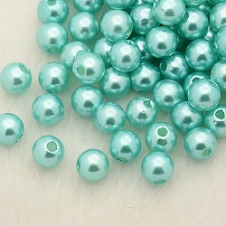Perles acryliques de perles d'imitation, teinte, ronde, aigue-marine, 4x3.5mm, Trou: 1mm, environ 18100 pcs / livre