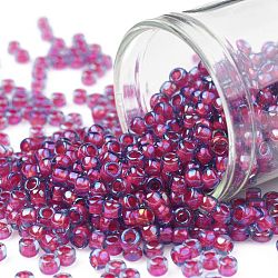 TOHO Round Seed Beads, Japanese Seed Beads, (304) Inside Color Light Sapphire/Hyacinth Lined, 8/0, 3mm, Hole: 1mm, about 222pcs/bottle, 10g/bottle