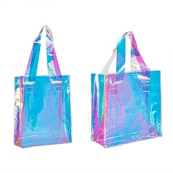 Sac transparent de laser de PVC, sac à main, pour cadeau ou emballage cadeau, carrée, colorées, 2 pièces / kit