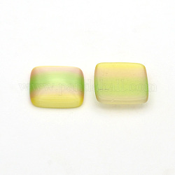 Square Striated Cat Eye Cabochons, Light Yellow, 14x14x4mm