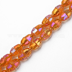 Electroplate Transparent Glass Beads Strands, Faceted, Bell, Dark Orange, 8x7mm, Hole: 1mm, about 94~100pcs/strand, 25.20 inch(64cm)