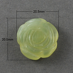 Nouveaux pendentifs en jade naturel, fleur, jaune vert, 20.5x20.5x7mm, Trou: 1mm