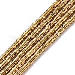 Non magnetici perle ematite sintetico fili, perline Heishi, Disco / rotondo piatta, oro placcato, 4x1mm, Foro: 1 mm, 15.7 pollice