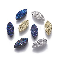 Perlas de resina de piedras preciosas druzy imitación, ojo del caballo, color mezclado, 15.3x7x3.5~4.5mm, agujero: 1.2 mm