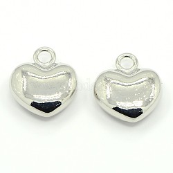 Valentine's Day Findings Alloy Heart Charms Pendants, Nickel Free, Platinum, 17x15x6mm, Hole: 3mm