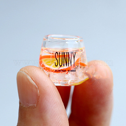 Mini vasos de vidrio, con bebida de naranja de imitación, adornos en miniatura, accesorios de casa de muñecas micro jardín paisajístico, simulando decoraciones de utilería, naranja, 18x15mm
