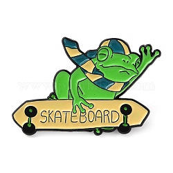 Frosch mit Skateboard-Emaille-Pins, Elektrophorese-Broschen aus schwarzer Legierung, Sport, 23x34x1 mm