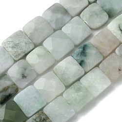 Natürliche Myanmar-Jadeit-Perlenstränge, facettiert, Viereck, 12~13x12~13x4.5~5 mm, Bohrung: 1 mm, ca. 33 Stk. / Strang, 16.14'' (41 cm)