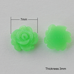 Resin Cabochons, Flower, Lime, 7x3mm
