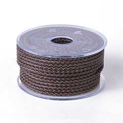 Cordón trenzado de cuero, cable de la joya de cuero, material de toma de diy joyas, café, 3mm, alrededor de 10.93 yarda (10 m) / rollo