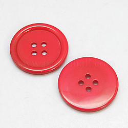 Botones de resina, teñido, plano y redondo, rojo, 28x3mm, agujero: 2 mm, 98 unidades / bolsa