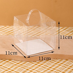 Boîtes à gâteaux transparentes pliables pour animaux de compagnie, boîtes de boulangerie à dessert portables, rectangle, clair, 11x11x11 cm