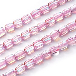 Synthetische Mondstein Perlen Stränge, gefärbt, holographische Perlen, Nuggets, Pflaume, 8~11x6~7 mm, Bohrung: 1 mm, ungefähr 14.9 Zoll (38 cm)